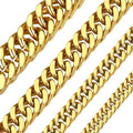 Cuban ketting voor mannen en vrouwen 5mm 7mm 10mm 13mm roestvrij staal Miami curb link ketting 18 tot 30 inch, roestvrij staal, geen edelsteen