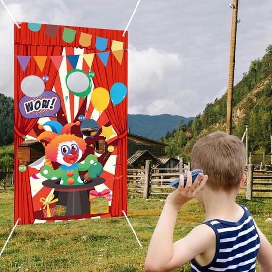 Carnival Toss Game Banner, Clown Patroon Carnivals Gooi Spel Banner Draagbare Bean Bag Toss Game Banner voor Binnen Buiten Feestbenodigdheden