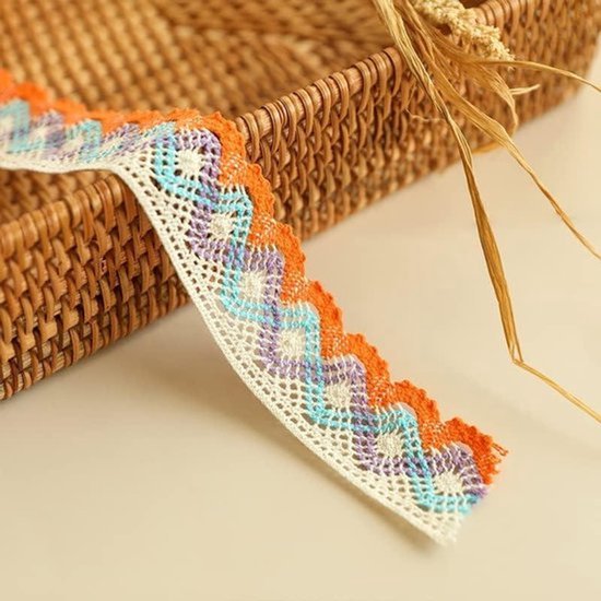 Ivoor katoenen kant trim lint voor kleding naaien - Handgemaakte accessoires van katoenen gehaakt kantband - 5 yards