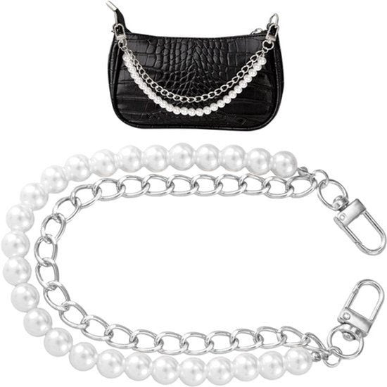 Zilveren handtasriemen met parelportemonnee kettingverlenging - Metalen schouder- en schoudertassen korte handgreep vervangende bedels accessoires voor vrouwen