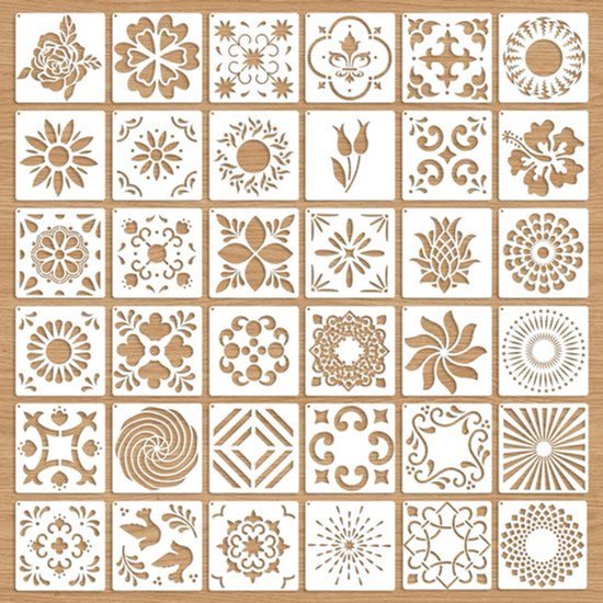 36 STKS Mandala Stencils Set - 9 cm Herbruikbare Sjablonen voor Schilderen - Voor DIY Hout en Canvas Decoratie