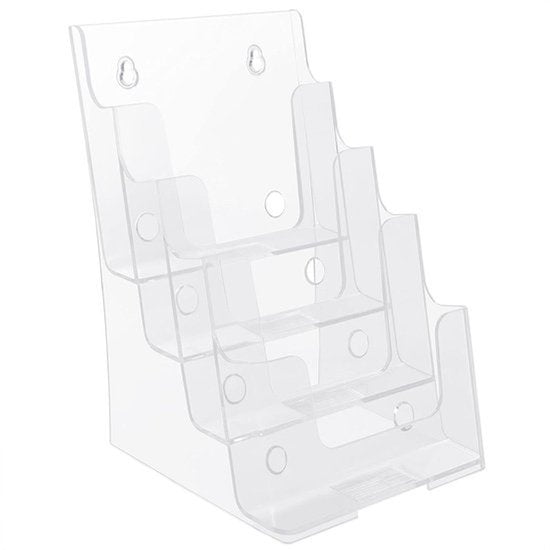 Acryl Literatuur Houder - Display Standaard - Wandmontage- Desktop - Brochure Dispenser - Brochures Flyers Menu's Pamfletten - Geschikt voor Multi-Laags - Helder Plastic - 4 x A5 Zakken