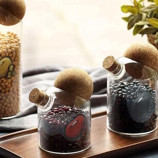 Houten kurkbalstoppers - Set van 4 - Glas kurk ballen voor wijn karaf - Vervanging kurk stoppers