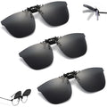 Clip-on zonnebril - Overzet - Trendy clip-on voor bestuurders - Opklapbare zonnebril voor bestuurders - UV-bescherming - Losjes te bevestigen aan het montuur - Unisex, opklapbaar design - Ideaal voor buitensporten - 3 stuks