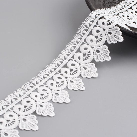 Kant met witte kant, 5 meter Venetiaans kant lint borduurkant bloemen knutselkant voor naaien DIY knutsel voor woningdecoratie, 5 cm