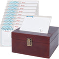 Receptendoos met kaarten, receptenhouder van bamboe, receptendoos met 50 blanco receptenkaarten voor thuisgebruik, 6,7 x 6,5 x 4 inch