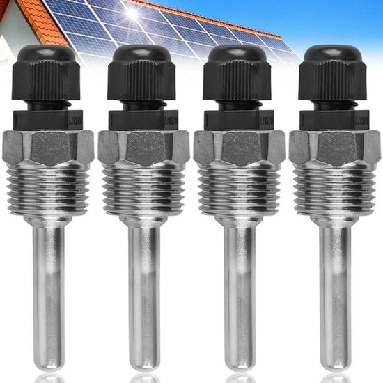 Thermowell dompelhulzen 8 x 50 mm 4 stuks met G1/2 inch schroefdraad - Beschermingsbuizen voor temperatuursensor.