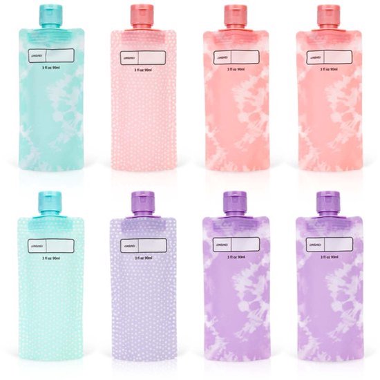 8 stuks lekvrije lege knijpzakjes, hervulbare lekvrije reistassen, draagbare reistassen voor vloeibare cosmetica en shampoo/conditioner