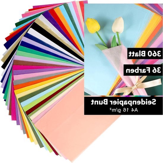 Kleurrijk A4 calqueerpapier, 360 vellen, 36 kleuren, knutselen, bruiloftsdecoratie, verpakking