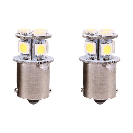 Set van 2 witte BA15S R5W 1156 LED-remlichtlampen met 8 SMD 5050-dioden voor helder en energiezuinig autoverlichting