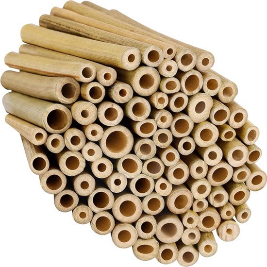 - Natuurlijke Bamboe Stengel (100 Pak) - Insectenhotel Vulling - Wilde Bijen Hotel - Sterk en Duurzaam - Tomaten Staak - Tuinplanten Support - Hobby.