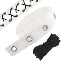 - Oogje tape trim - 19 mm breed - Wit katoen - Twill tape - Lint - Zilveren tule - Zwarte draaddraden - Doe-het-zelf naaien - Geschikt voor naaimachines