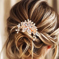 Gouden Strass Bruids Haar Kam Bruid Trouwen Bloem Kristal Haaraccessoire Vintage Haaraccessoires voor Vrouwen (Transparant)