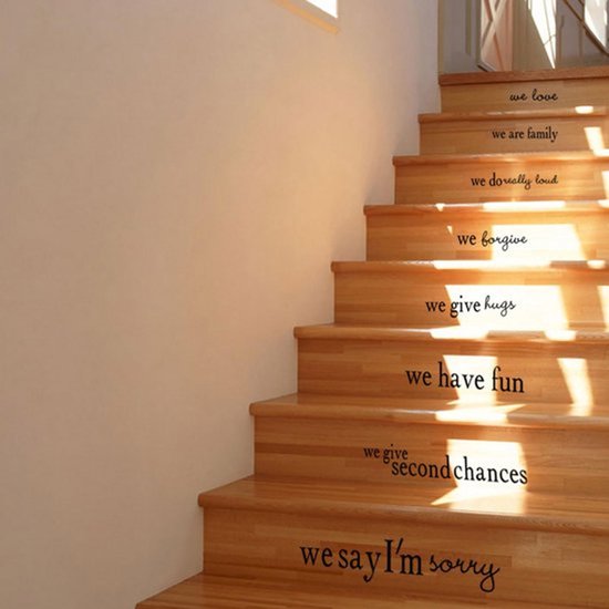 Zelfklevende PVC Muursticker Trap Decoratieve Stickers Mooie Kunstspreuken Sticker DIY Muurdecoratie voor Woonkamer Slaapkamer