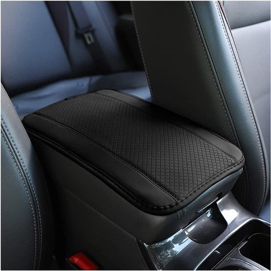 Auto-armsteunkussen, leren middenconsolehoes, armsteun, comfortabele autostoelaccessoires voor de meeste auto's, motoren en SUV's (zwart)