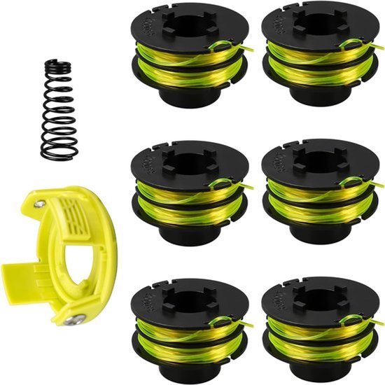 Grastrimmer Trimmerspoel lijn geschikt voor Ryobi RAC118 RLT3525S, 1,2 mm 8,4 m grastrimmer spoel vervanging spoel lijnen geschikt voor Ryobi RAC118 RLT3525S (6 spoel+1 deksel+ 1 veer)