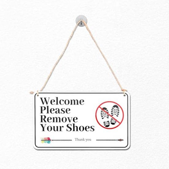 Trek je schoenen uit-bord, 25x15cm acryl Trek je schoenen uit-bord met touw, waterdicht Geen schoenen-bord voor thuis, kantoor, café, restaurant, voordeur
