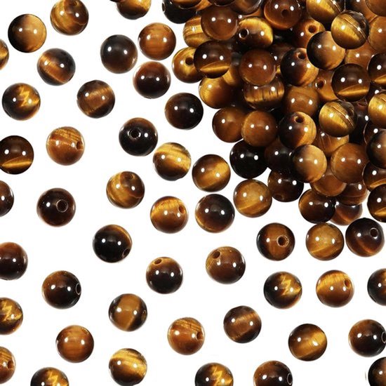 - Natuurlijke Edelstenen Kralen - Tijgeroog - Ronde Losse Kralen met Gat - Sieraden Knutselen - Armbanden Halskettingen - Geschikt voor Doe-het-zelf - 50 stuks 8 mm - Kleur of model