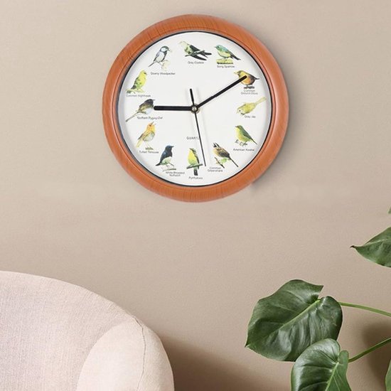 10 Inch Zingende Vogel Wandklok, Quartz Vogelklok, Retro Vogelroepklok Met Namen Liedjes Voor Huisdecoratie