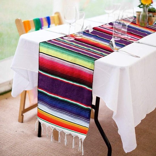 Green Glow - Mexicaanse zijden sjaal tafelkleed 14 X 84 inch voor feestelijke bruiloft decoratie en picknicktafel buiten