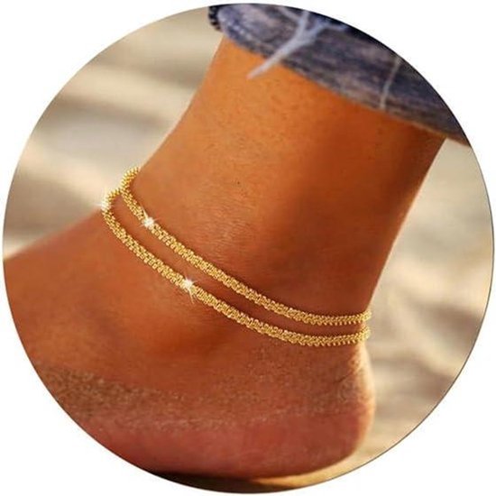 Gouden Enkelbandje met Waterdichte Cubaanse Schakelketting voor Vrouwen - Zomer Strand Enkel Sieraden