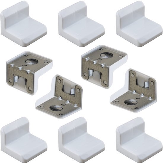 C65776 - Set van 10 montagehoeken voor keukentabletten - 29 x 38 x 39 mm - Plastic bedekking 32 x 40 x 44 mm - Staal - Wit