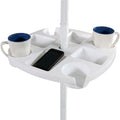 Ronde parasoltafel voor buiten met snackbak, bekerhouders en snackvakken - ideaal voor strand, patio, tuin, zwembad