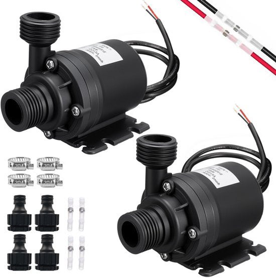 Pakket van 2 12V Waterpomp, Dompelpomp, Kleine Borstelloze Pomp, Water Afvoeren, 800L/H 5 m, voor Fontein, Zwembad, Aquarium, Vissentank, Zonne-energie Circulatiesysteem, Water Circulatiesysteem