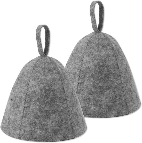 2 stuks saunamutsen voor mannen en vrouwen, Russische Banya saunamuts van wolvilt, zeer absorberend, unisex sauna-accessoires, cadeau voor stoombad (grijs)