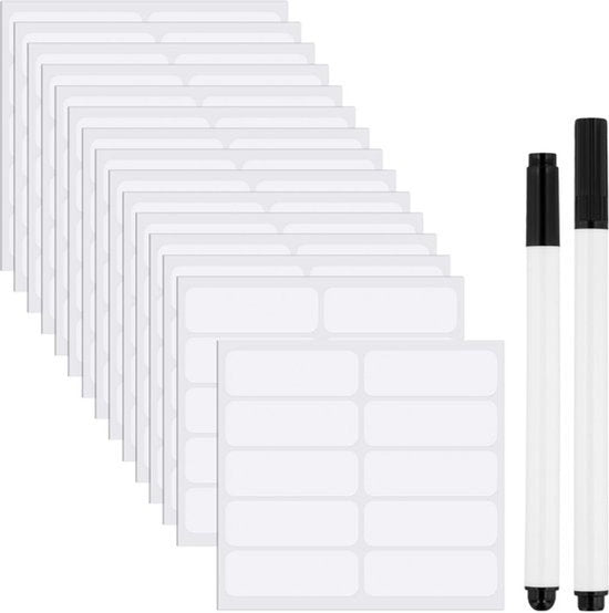 150 stuks Non-Iron Kledinglabels 2 Permanente Stofmarkeringen, Schrijfbare Zelfklevende Naamlabels Waterdicht Gepersonaliseerde Waslabels voor Verzorgingshuis Dagopvang Kamp (Wit)
