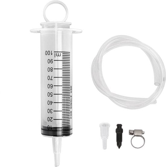 Rem ontluchtingsset, hydraulische schijfrem ontluchtingsset 100ML spuit 50cm slang universeel voor motorfietsen scooters quads