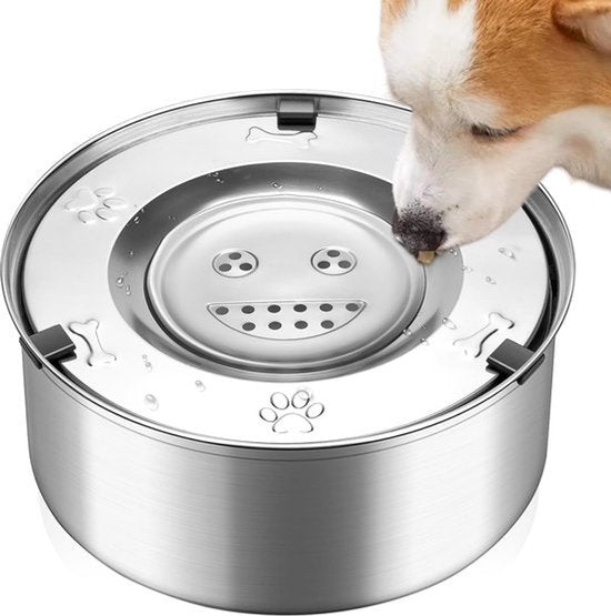 Honden Drinkbak 1L - Roestvrijstalen Anti-Mors Kom - Langzame Drinkbak zonder Gemorste Druppels
