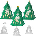 Snijmallen in kerstboomvorm voor het maken van kaarten en DIY scrapbooking met kerststal thema, ideaal voor creatieve feestelijke projecten