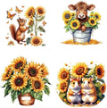 4 Stijlen 16,3 x 16,3 cm Zonnebloem Vensterstickers - Verwijderbaar Waterdicht PVC Decor