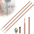 Grondpen set voor aarding - 3 stuks koolstofstaal met koperen coating - 1 m lengte - Ø 172 mm - inclusief klem en bouten
