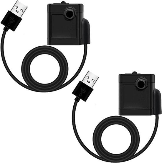Ultra stille aquariumpomp (250L/H 3W) - Set van 2 mini USB-waterpompen met hoge opvoerhoogte - Ideaal voor aquarium, vijver en fontein