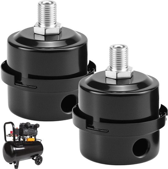 2 stuks Compressor Geluidsdemper Filter, Metalen Luchtcompressor Luchtfilter, 1/4" PT 12mm