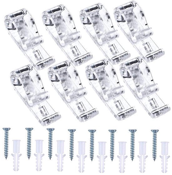 8 Sets Vouwgordijn, P Clip, Plastic Roman Blind, Kettingkoord, P Klemmen, Kindveiligheid, Rolgordijn Clips voor Gordijnen met 8 Schroeven en 8 Plastic Kolommen