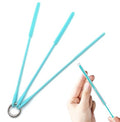 Siliconen Rietjes, 3 Stuks Extra Lange Rietjes Reinigingsborstel Herbruikbare Fles Rietje Borstel Cleaner voor het Schoonmaken van Smoothie Rietjes Pijp Buizen - Blauw