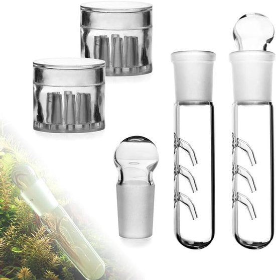 Planariumval 4 stuks voor aquariumreiniging - transparant kristalglas - 3 en 8 gaten - aquaria schoonmaken.