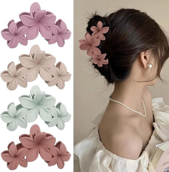 Grote bloem klauw clips voor antislip grip in Hawaiiaanse stijl - Sterke hold voor medium dik haar - Vrouwen en meisjes - Hawaii haaraccessoire