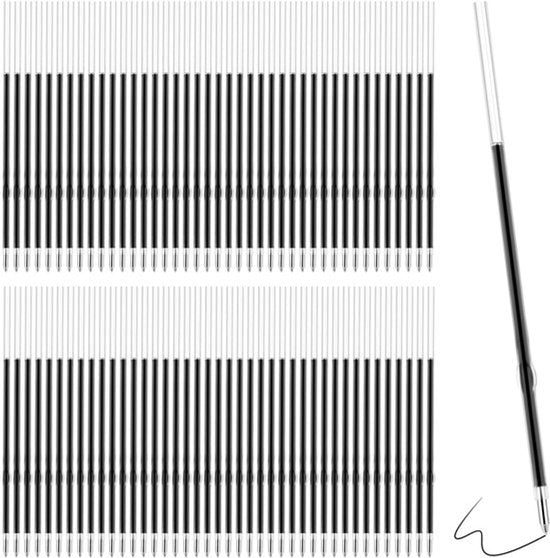 100 stuks balpen inkt - pen vullingen - intrekbare balpen vullingen - 10,2 cm zwarte inkt navulling - zachte klik pennen - glad schrijven - medium punt - voor dagboek - kantoor - schoolbenodigdheden