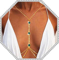 Boho Rhinestone Body Chain Gouden Kristallen Bh Ketting Zomer Bikini Rave Feest Buik Ketting Strand Lichaam Sieraden voor Vrouwen en Meisjes