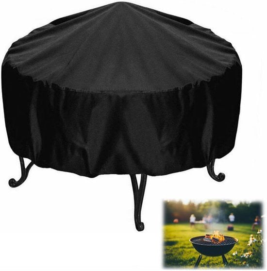 Ronde barbecuehoes Ø120 x 75 cm - waterdichte beschermhoes met UV-bescherming en windvaste sluiting voor ronde bbq in tuin of op terras - zwart