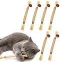 6 stuks natuurlijke silvervine kauwstaafjes, natuurlijke katten tanden en tepels, kattenkruid schoonmaak speelgoed voor binnenkatten teething en stress