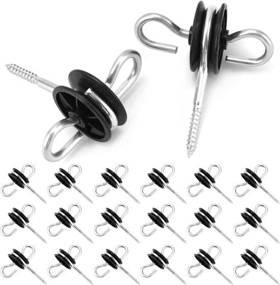 Set van 20 ringisolatoren voor schrikdraad - Dubbele haken - Weideomheiningen