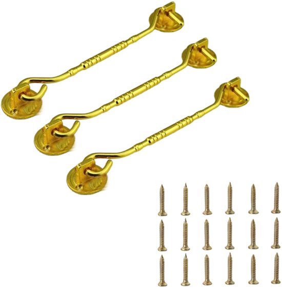 3 Stuks Cabin Hook, Zware Poort Haak, Oogslot, Raam, Tuinhek, Slot, Raamhaak voor Poort, Garage, Hek, Raam of Schuur