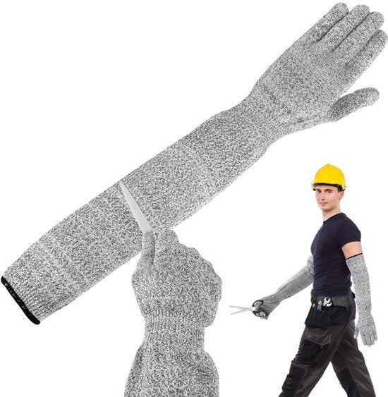 Tuinhandschoenen dames-lange tuinhandschoenen-tuingereedschap-niveau 5 snijbestendige handschoenen-ademende tuinhandschoenen-snijbestendige handschoenen voor tuinieren-voor tuinieren-50 cm-grijs
