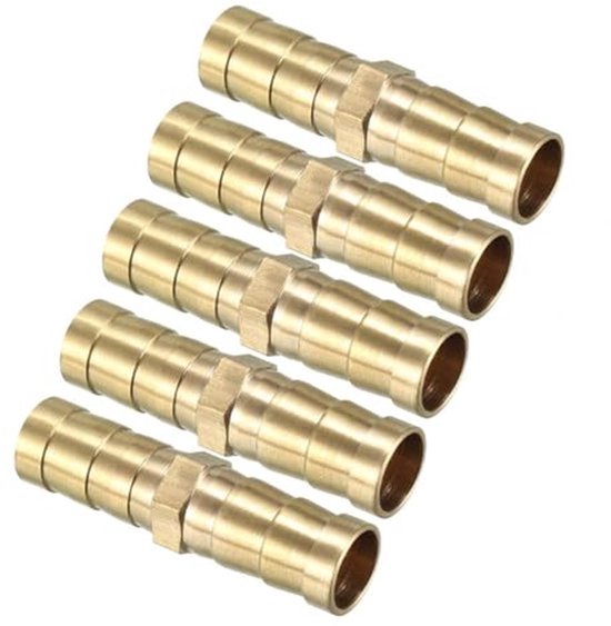 5 stuks 10 mm messing slangpilaar rechte connectorkoppeling, rechte slangpilaarverbinding voor lucht, gas, water en brandstof