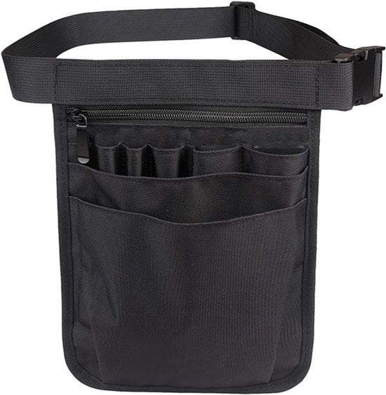 Verpleegkundige Tas met Verstelbare Schouderriem en Meerdere Compartimenten - Heuptas voor Verpleegkundigen - Praktische Werk Organizer voor Mannen en Vrouwen (Zwart)